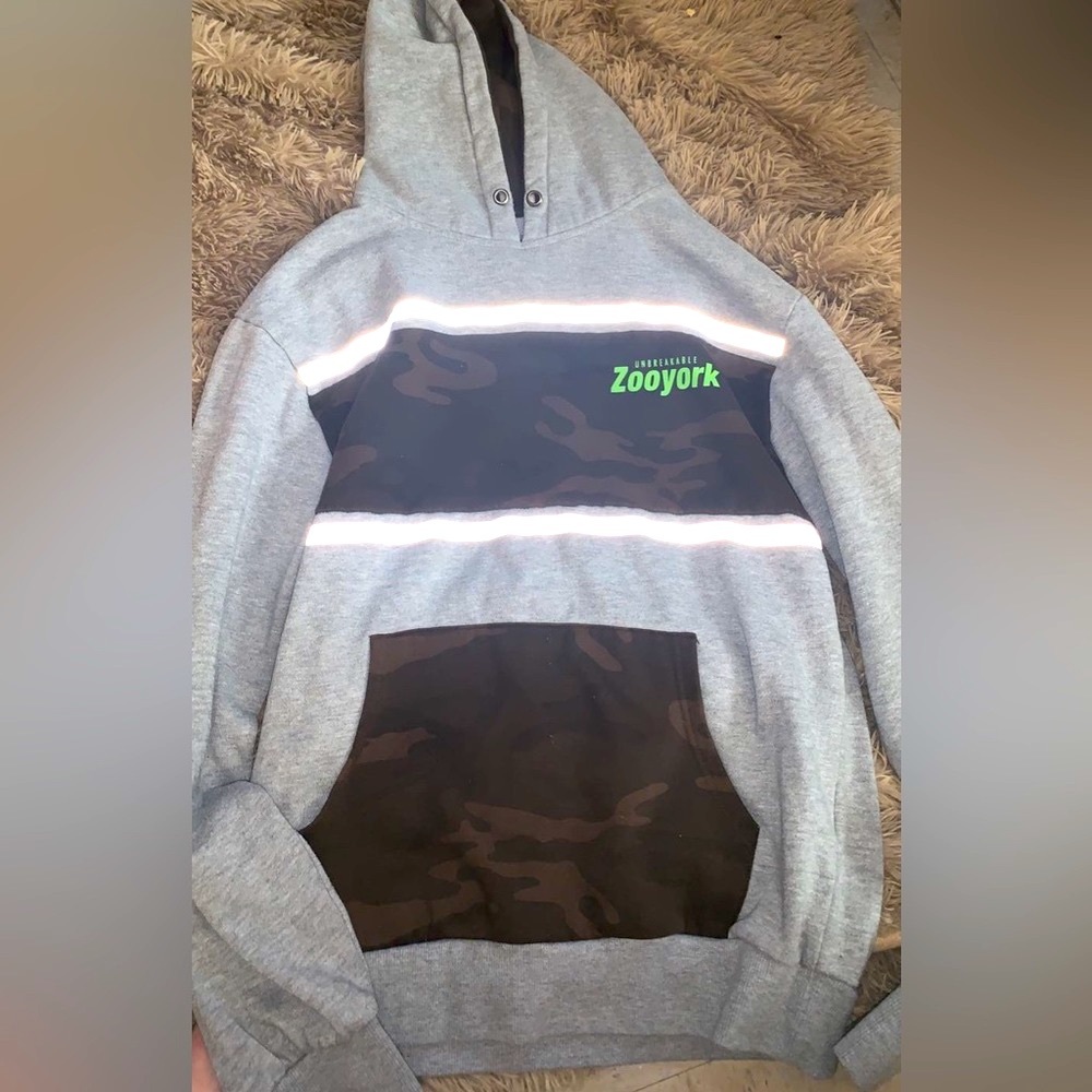 ZOO YORK LIME LOGO BROWN CAMO GREY PULLOVER HOODIE